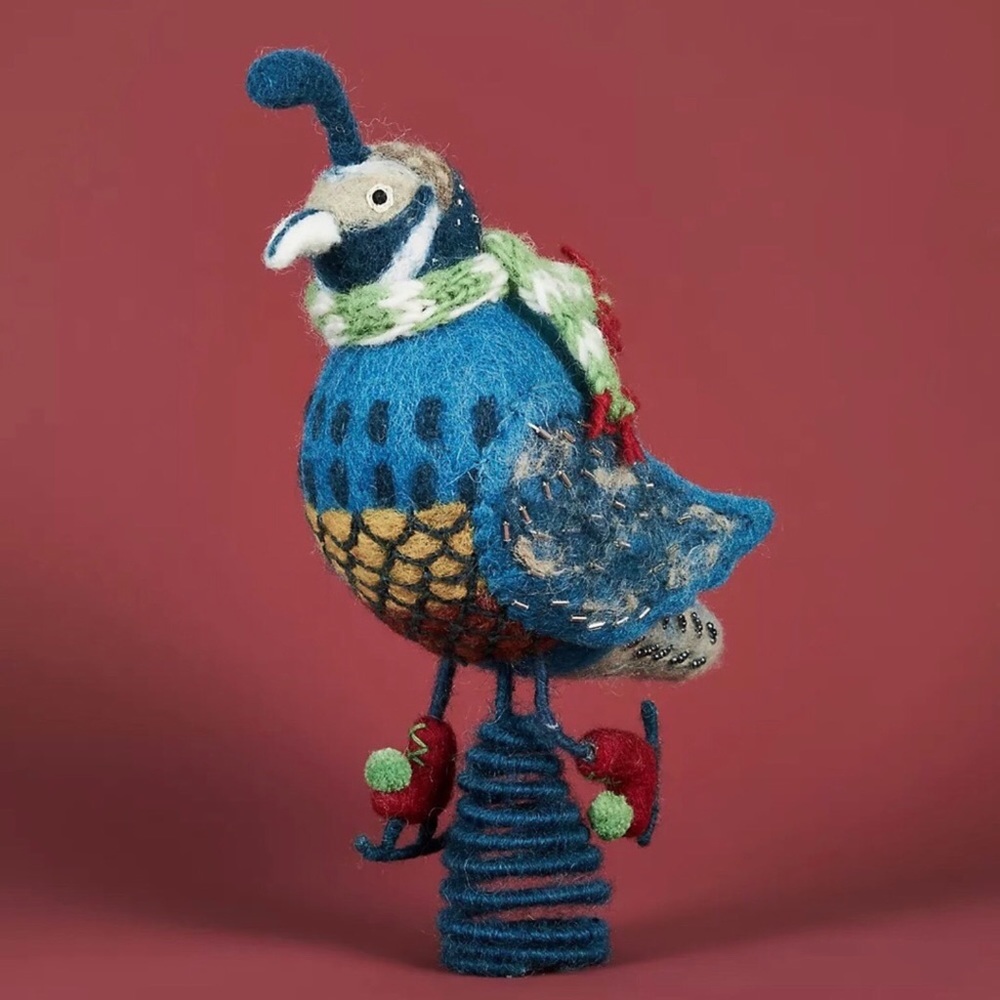 Anthropologie Ice Skating Partridge Tree Topper